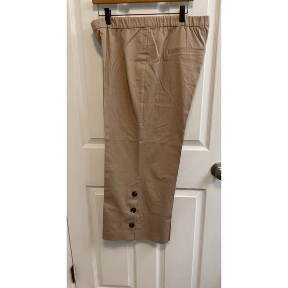 Isaac Mizrahi 18W Khaki Stretch Culotte Pants Elastic Waist Button Hem A375760 - Picture 1 of 16